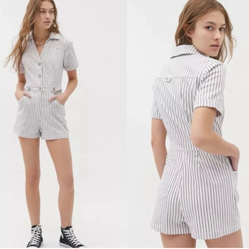 BDG Striped Button-Up Romper